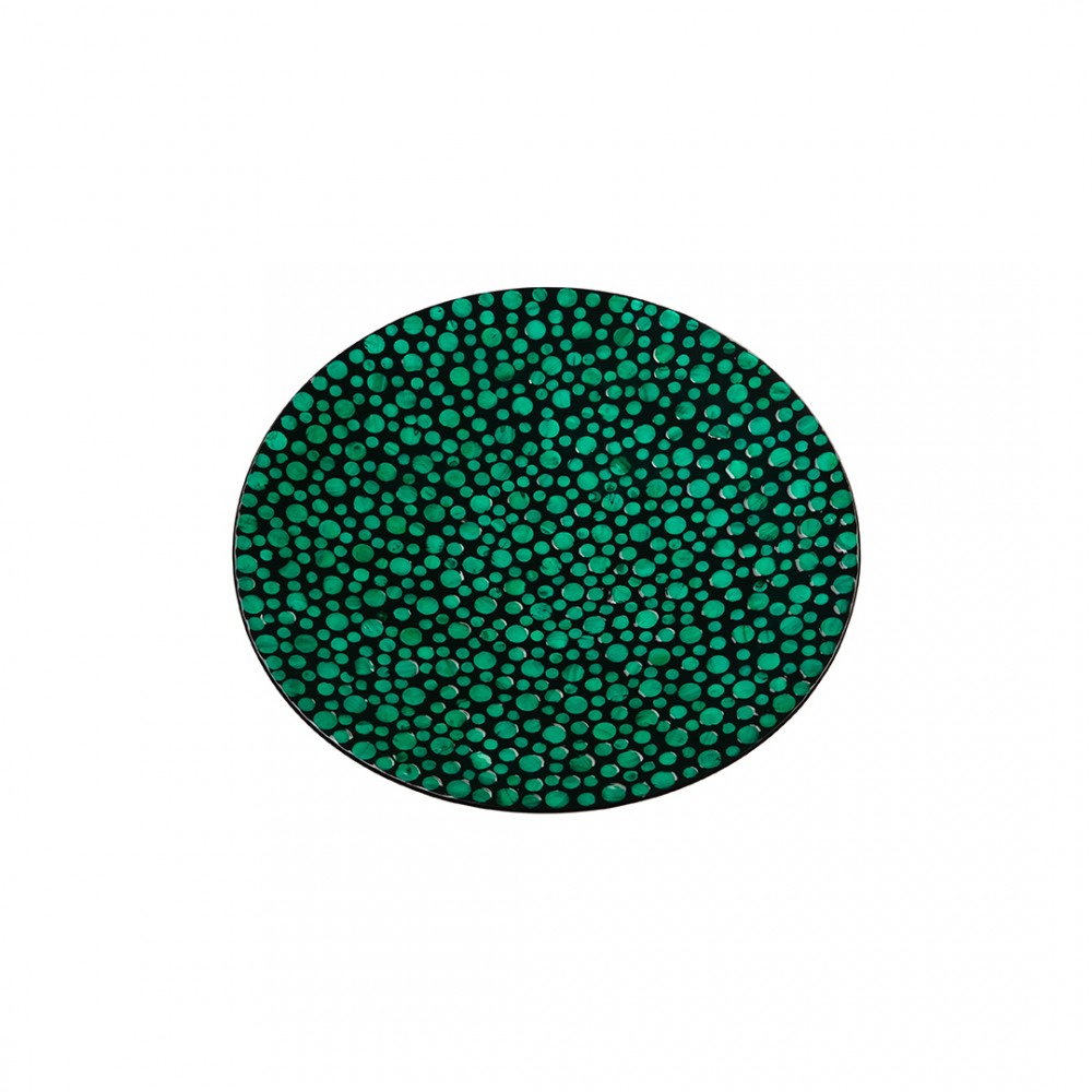 Блюдо декоративное перламутровое "Малахитовые кольца" Д550 Ш550 В60, зеленый, черный