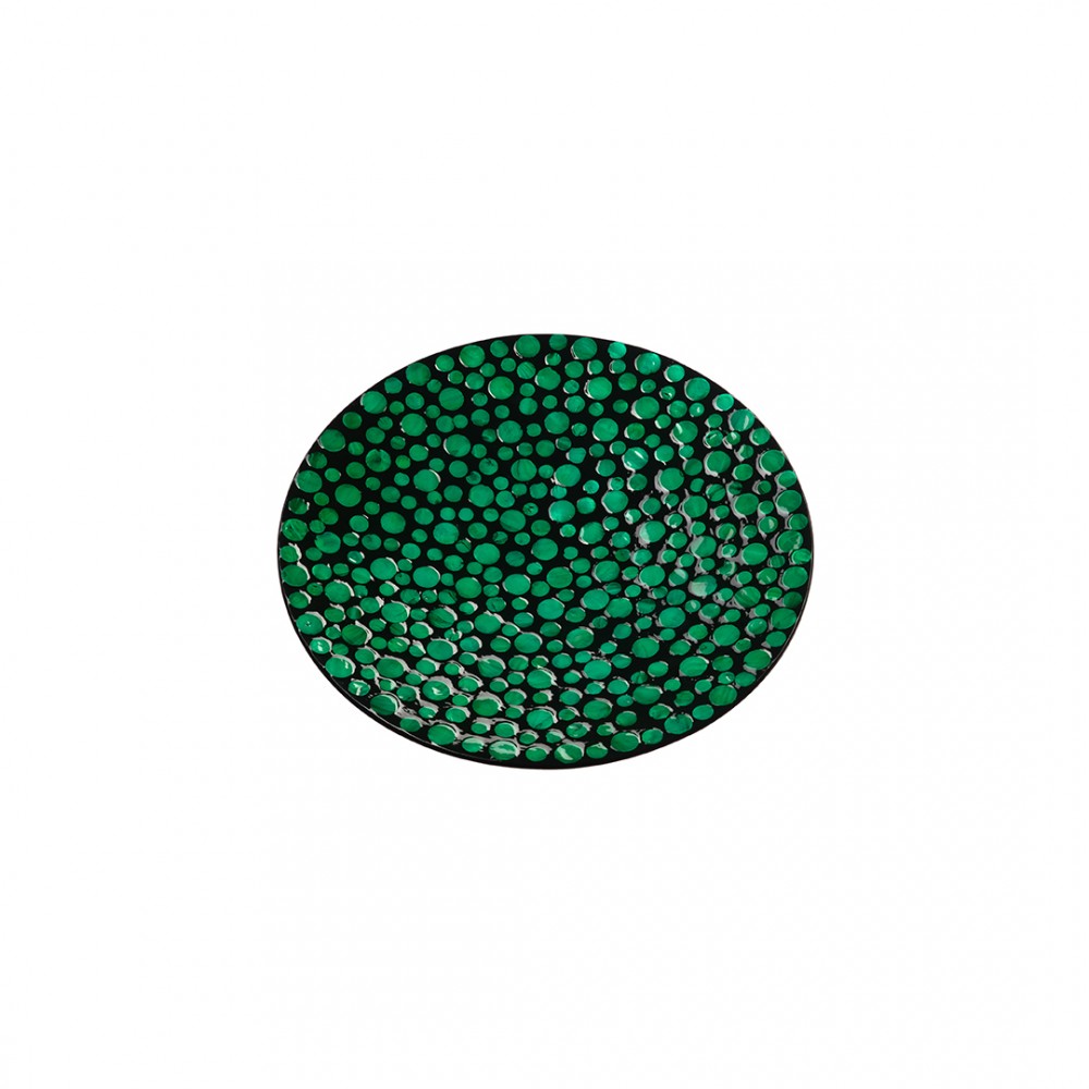 Блюдо декоративное перламутровое "Малахитовые кольца" Д400 Ш400 В60, зеленый, черный