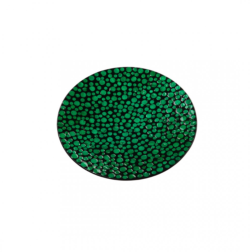 Блюдо декоративное перламутровое "Малахитовые кольца" Д450 Ш450 В60, зеленый, черный