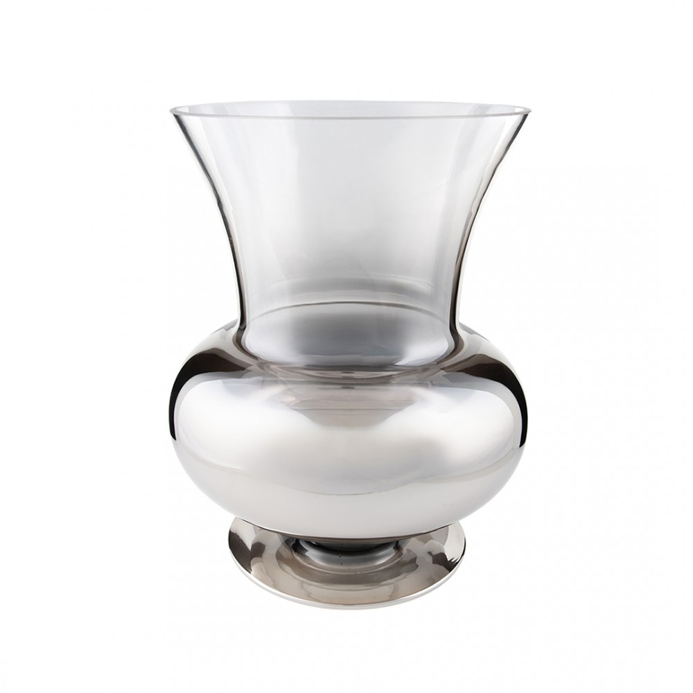 Декоративная ваза из стекла с cеребряным напылением, Д210 Ш210 В260, серебристый