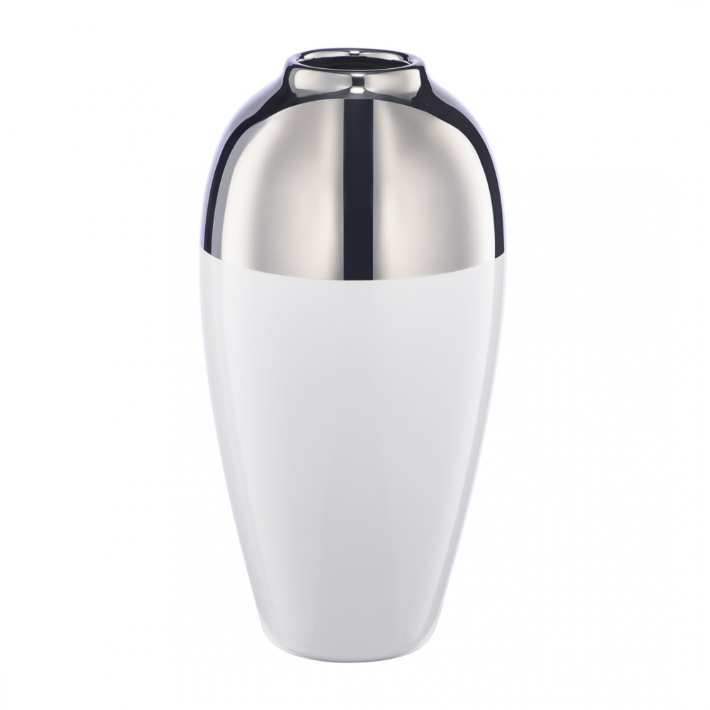 Декоративная ваза Шик, Д125 Ш125 В250, белый с серебром