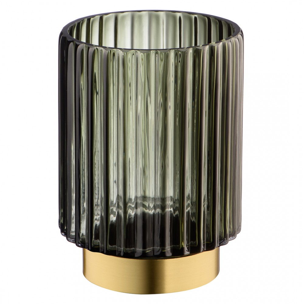 Декоративная ваза из цветного стекла с золотым напылением, Д145 Ш145 В180, серый