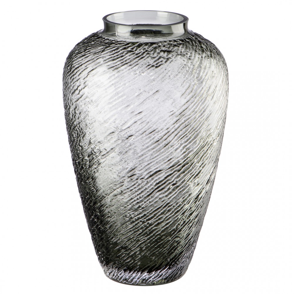 Декоративная ваза из дымчатого стекла, Д165 Ш165 В270, серый