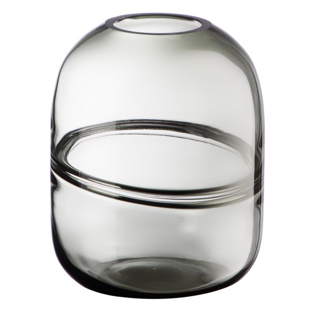 Декоративная ваза из дымчатого стекла, Д135 Ш135 В170, серый