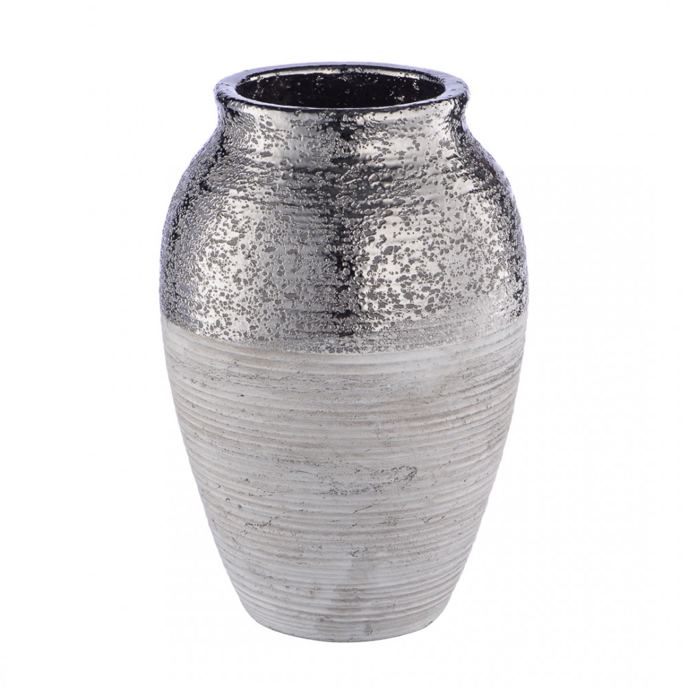 Декоративная ваза Фактура, Д160 Ш160 В250, серый металлический