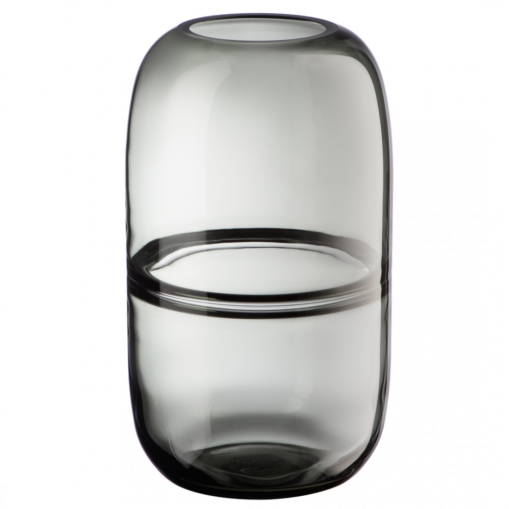 Декоративная ваза из дымчатого стекла, Д147 Ш147 В270, серый