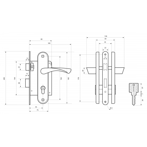 АЛЛЮР  ЗВ 4-103 AB ст.бронза Замок врезной с/руч (20)