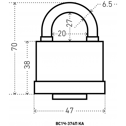 АЛЛЮР ВС1Ч- 374П KA Тип2 всепогодный с одной секр. 3кл.d6, 5мм Замок навесной (72, 6)