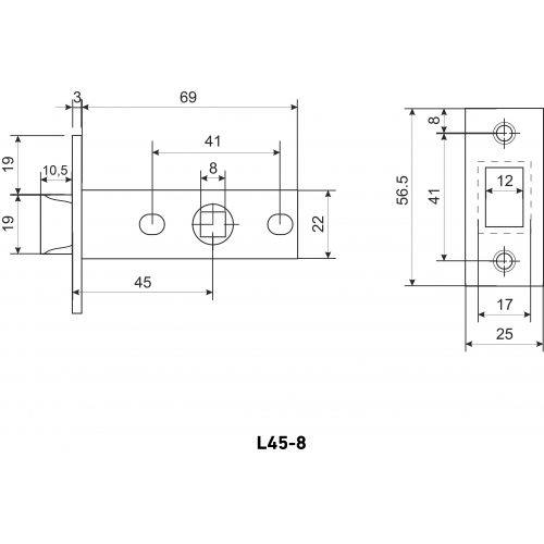 АЛЛЮР АРТ L45-8 AC ст.медь торц.планка 25мм б/ручек Защёлка (100)