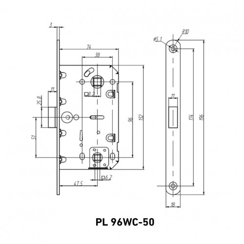 АЛЛЮР АРТ PL 96WC-50 W белый ХЕДЕР  с фиксатором Защелка (30)