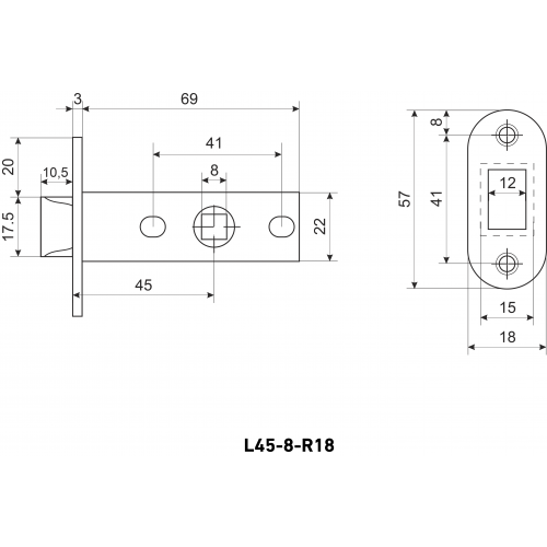 АЛЛЮР АРТ L45-8-R18 MAB мат.бронза овал.торц.планка18мм б/ручек Защёлка (100)