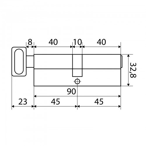 Стандарт MAX 90 (45х45В) SN 5кл мат.никель перф.ключ/верт. Цилиндровый механизм (60, 10)