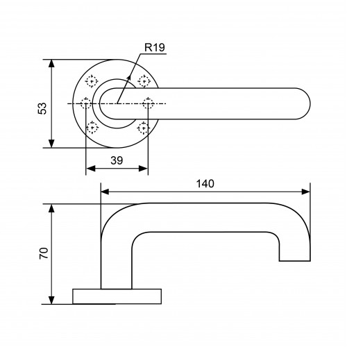 СТАНДАРТ 0203 SS (35-70) INOX нержавеющая сталь Комплект ручек (40)