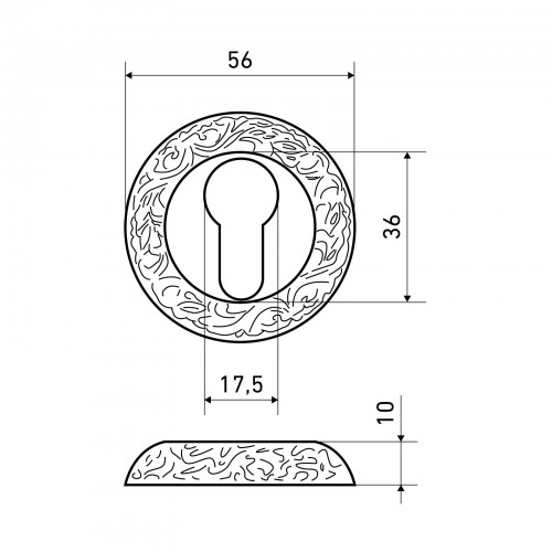 Накладка для ц/м АЛЛЮР АРТ ET-R3 AB(К3200) ст.бронза (100, 10)