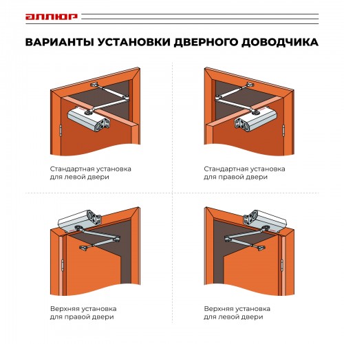 АЛЛЮР Доводчик дверной COMFORT ДД 165/3-4 A-W (до 100 кг) белый RAL9016, морозостойкий (10)