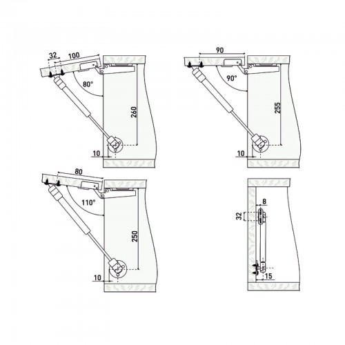 StahlBuro N80 матовый черный Газовые лифты (100)