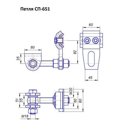 Симеко СП-651 (ф20мм) петля для калитки и ворот (10)