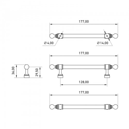 StahlBuro AP2306-128 2шт., CP хром. Ручка-скоба мебельная (15, 150)