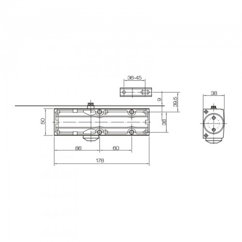 БУЛАТ Доводчик дверной PROFI  ДД 802/3 A-B (40-90 кг) черный, морозостойкий(10)