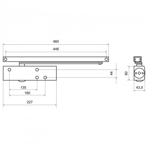 БУЛАТ Доводчик дверной PROFI ДД 802/5 BH-W (25-120кг) белый со скольз.тягой, морозостойкий (10)