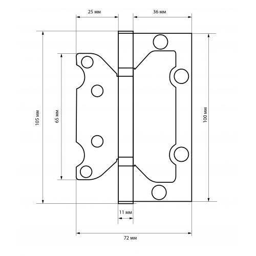 MCL 4*3*2 мм SN КОРОБКА 2мм мат.никель Петля накладная без врезки 2 шт (50)