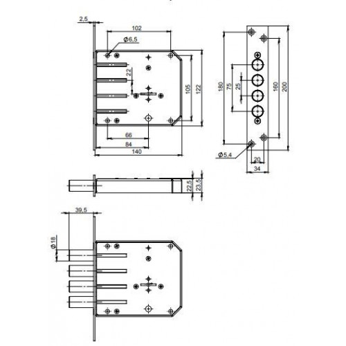 Симеко ЗВ1*3  4 ригеля, 3 кл. Замок врезной тяж.(10)