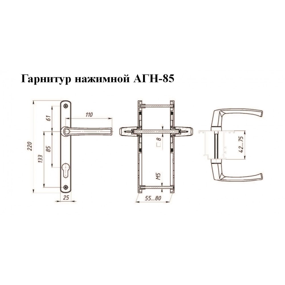 ЛДМ АГН-85.25.67-75 RAL6005 зеленый с пружин.  м/о 85 