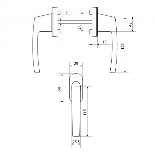 Ручка балкон.с ключом  белая симметричная Omega BHS-F 5 RAL 9016 Комплект ручек (40,2!!!)