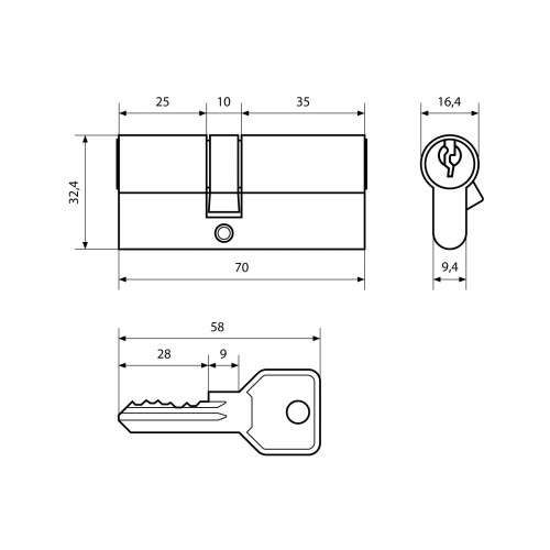 Стандарт Z.I.70-5K (25x10x35) CP 5кл англ.ключ/ключ Цилиндровый механизм(120, 12)