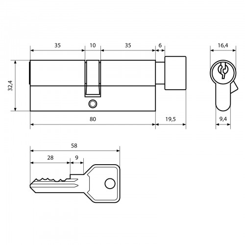 Стандарт Z.I.80В-5K (35Bx10x35) CP 5кл англ.ключ/верт. Цилиндровый механизм(120,12)