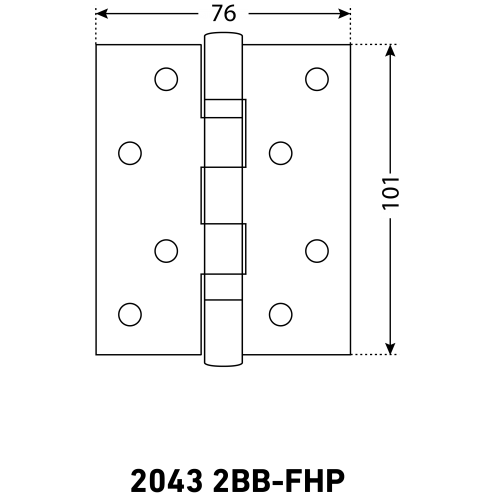 АЛЛЮР 2043 (101х76) 2BB-FHP BP 2 подш. латунь Петля дверная 2 шт (50,10)