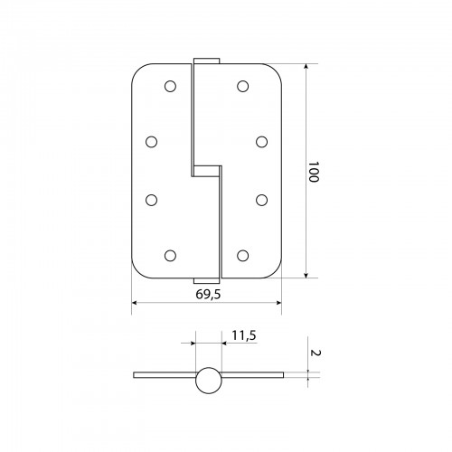 СТАНДАРТ 100х70х2,5 1BB-R (R14) SN мат.никель правая Петля дверная 1 шт (100,20)