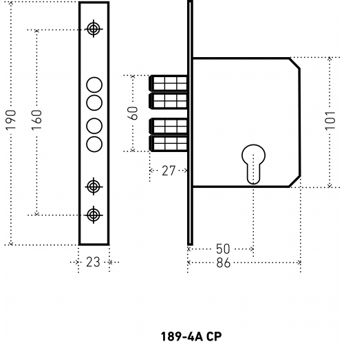 АЛЛЮР 189-4A CP Замок врезной б/руч (30)