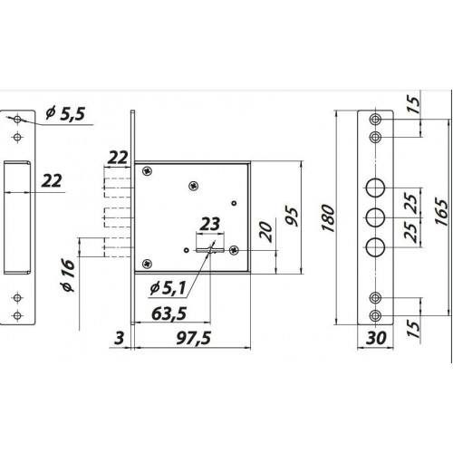 Балашиха ЗВ8 882.0.0  4 кл. трехриг. б/о  Замок врезной б/руч (20)