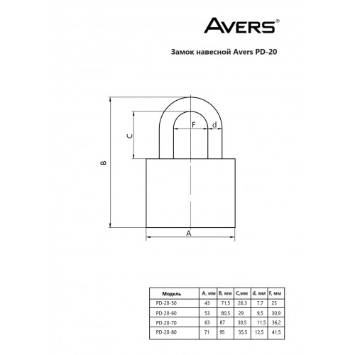 AVERS PD-20-60-Blister d9, 5мм Замок навесной (96, 12!!!)