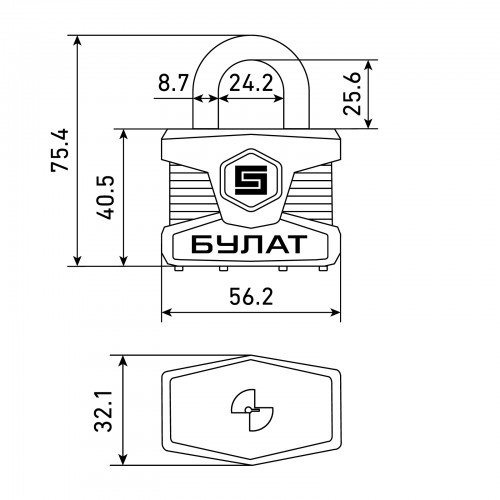 БУЛАТ ВС 0150 ПЛ стальной 5кл. d=9мм Замок навесной (36,6)