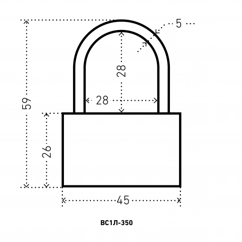 АЛЛЮР ВС1Л-350 (BL-350) d5мм Замок навесной (120,12)