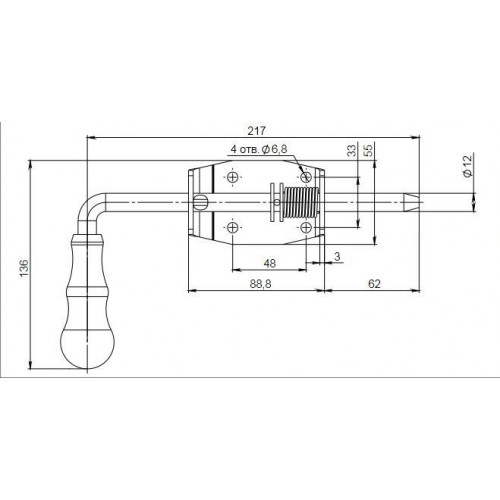 Засов Симеко гаражный ЗГ-210мм (П/А12 ф12мм) (40)