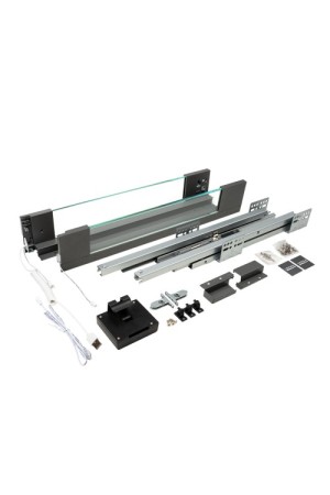Система Lembox со стеклянными боковинами и LED-подсветкой, H=84, L=500, серый