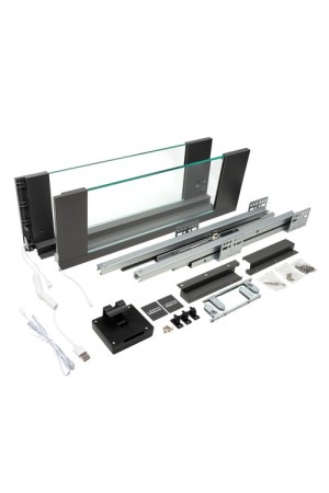 Система Lembox со стеклянными боковинами и LED-подсветкой, H=167, L=500, серый