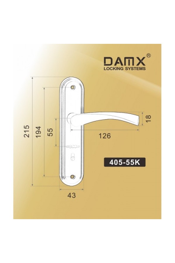Дверные ручки на планке 405-55K DAMX CP R ПРАВАЯ