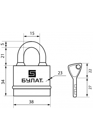 БУЛАТ ВС 3-Н35 ПЛ всепогодный 5кл. d=5мм Замок навесной (96,12)