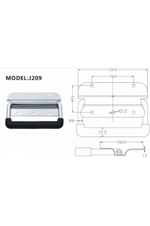 Ручка погребная, 209, пружина, хром J209