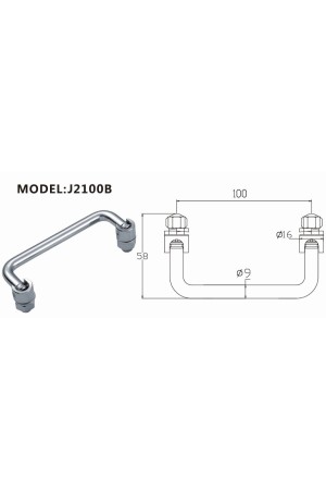 Ручка погребная, 2100В, без пластины, хром J2100В