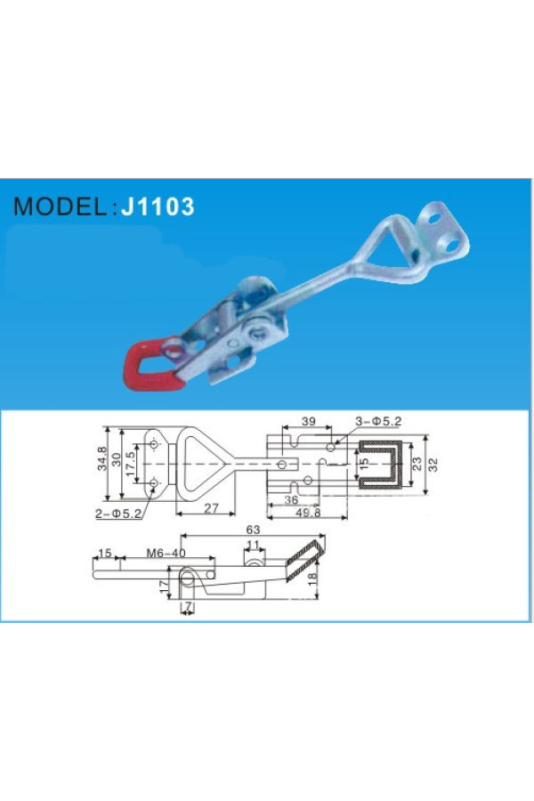 Замок эксцентриковый с проушиной, цинк, прорезиненная ручка (GH-4002) J1103