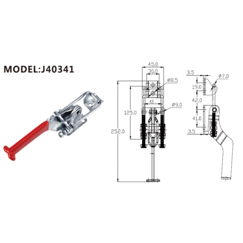 Замок стяжной сверхмощный  цинк ручка прорезиненная (GH-40341) J40341
