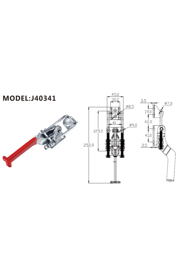 Замок стяжной сверхмощный  цинк ручка прорезиненная (GH-40341) J40341