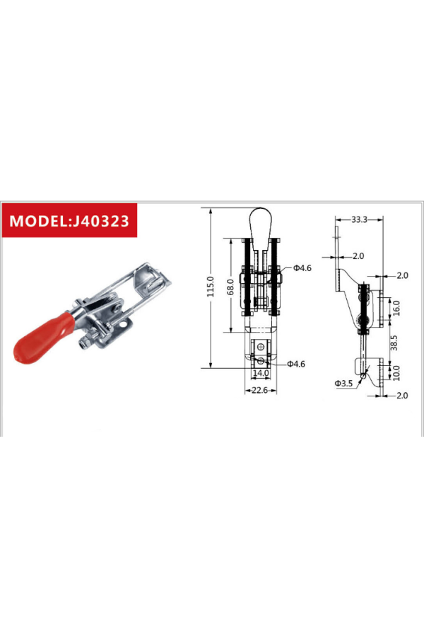 Замок стяжной  малый  цинк ручка прорезиненная (GH-40323) J40323
