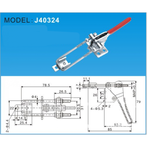 Замок стяжной  приподнятый  цинк ручка прорезиненная (GH-40324) J40324