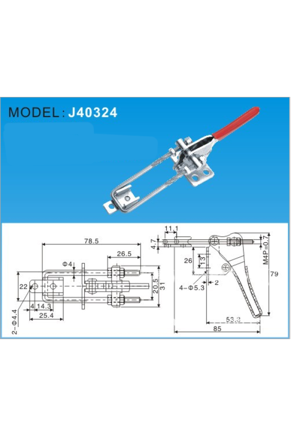 Замок стяжной  приподнятый  цинк ручка прорезиненная (GH-40324) J40324